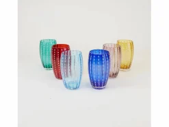 Vaso Zafferano Perle - Vidrio Soplado con Color, 32 cl, Hecho a Mano - Juego de 2 Vasos Artesanos para Agua o Cócteles