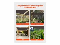 Velo de Sombra 90% SucceBuy, 244 x 366 cm, Red de Sombra PEHD 140 g/m², Ojales de Acero Inoxidable, Protección Solar/Paravientos, Exterior, Marrón Marru00f3n