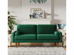 Outlet DripeX Velvet y sofá de terciopelo sólido - 3 Lugares - Carga máxima de 300 kg - 176x78x85cm Verde