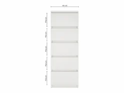 Hot TOPESHOP VENICE - Cómoda alta de 5 cajones para dormitorio u despacho - 45x40x111cm - mueble de almacenamiento - acabado mate Blanco