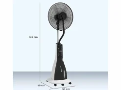 Ventilador con función de enfriamiento por agua, ventilador oscilante con nebulización, control remoto, 3 niveles de velocidad, tanque de 3 L