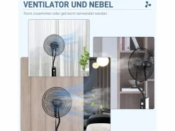 Discount Ventilador con función nebulizador 3L, 90W, 3 modos, temporizador, oscilante, ruedas, (44,5x38,5x120cm) Negro