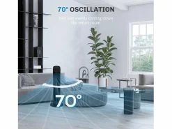 Ventilador de pedestal 3 velocidades, oscilación 70°, diseño compacto, 45 W, ABS, (31,5x31,5x117cm)