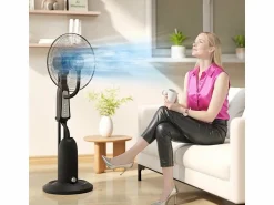 New Ventilador de pedestal refrigerado por agua con niebla ajustable, 3 velocidades, tanque de 3 L, oscilación de 75°, (50x40x125cm) Aire Acondicionado, Ventilación