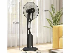 New Ventilador de pedestal refrigerado por agua con niebla ajustable, 3 velocidades, tanque de 3 L, oscilación de 75°, (50x40x125cm) Aire Acondicionado, Ventilación
