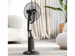 New Ventilador de pedestal refrigerado por agua con niebla ajustable, 3 velocidades, tanque de 3 L, oscilación de 75°, (50x40x125cm) Aire Acondicionado, Ventilación