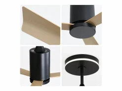 Ventilador de techo 52" con luz LED, 3 aspas de ABS, motor CC reversible, control remoto, para patio y sala (132x132x65,5cm)