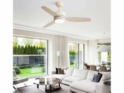 Clearance Ventilador de techo - Ventilador de techo con luz LED y 3 aspas de ABS - 6 tipos de ventiladores con control remoto - para sala de estar Beige