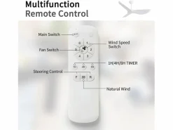 Ventilador de techo de 38 pulgadas - Ventilador de techo de 6 velocidades con control remoto - Para dormitorio y sala de estar