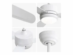 OKWISH Ventilador de techo - Ventilador de techo para sala de estar con 6 velocidades y 3 aspas de ABS - Iluminación LED Blanco