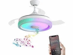 Best Ventilador de techo de 2 pulgadas - Ventilador de techo con iluminación LED y reproductor de música Bluetooth - para sala de estar y dormitorio Aire Acondicionado, Ventilación