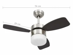 vidaxl Ventilador de techo con luz con mando marrón oscuro 76 cm