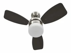vidaxl Ventilador de techo con luz con mando marrón oscuro 76 cm