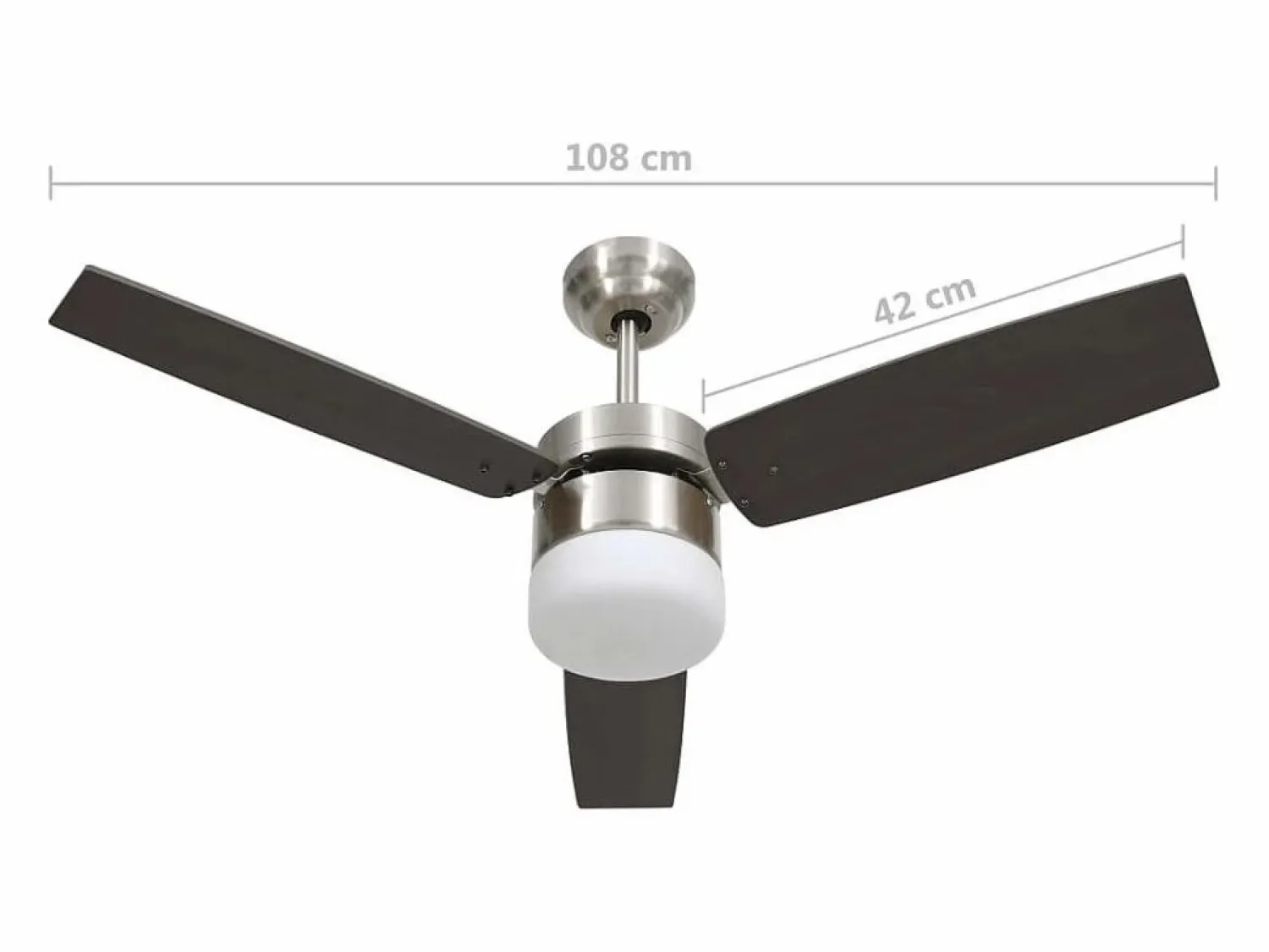 Online vidaxl Ventilador de techo con luz con mando marrón oscuro 108 cm Marru00f3n