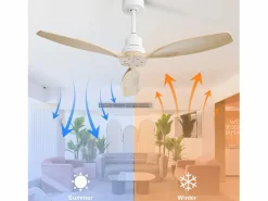 OKWISH Ventilador de techo de 52" - Color madera con control remoto de 6 velocidades - Para patio y sala