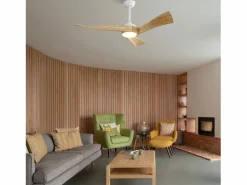 OKWISH Ventilador de techo de 52" con 6 velocidades y luz, 3 aspas de madera, para sala y oficina Color natural claro