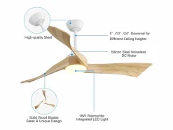 OKWISH Ventilador de techo de 52