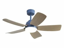 Clearance OKWISH Ventilador de techo de 42" con iluminación LED y 5 aspas de ABS, 6 velocidades ajustables, para dormitorio y sala de estar. Azul