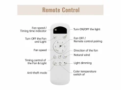 Discount Ventilador de techo de 46 pulgadas con luces, 3 aspas de ABS, motor de CC de 6 velocidades, control remoto, (116,8 x 116,8 x 54 cm) Blanco roto