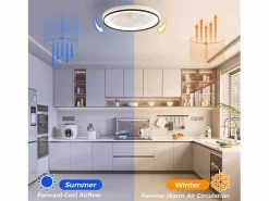 Best Ventilador de techo de 19 pulgadas con control remoto, 3 aspas de ABS, motor de CC ultrasilencioso, LED RGB regulable de 3 colores (48,26 x 48,26 x 12,7 cm) Aire Acondicionado, Ventilación