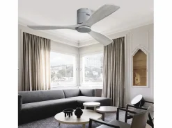 Outlet Ventilador de techo de 52 pulgadas - Ventilador de techo de 3 aspas con control remoto - 6 velocidades - para sala de estar y dormitorio Plateado