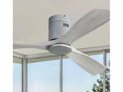 Outlet Ventilador de techo de 52 pulgadas - Ventilador de techo de 3 aspas con control remoto - 6 velocidades - para sala de estar y dormitorio Plateado