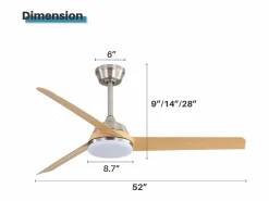 Sale Ventilador de techo de 52 pulgadas - Con iluminación LED y control remoto - 3 aspas de ABS - para sala de estar Aire Acondicionado, Ventilación