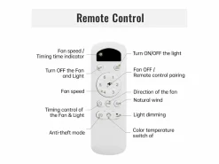 Ventilador de techo de 52 pulgadas - Ventilador de techo con luz LED y control remoto - 6 velocidades, 3 aspas - para sala de estar