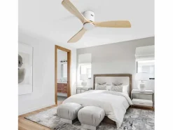 Ventilador de techo de 52 pulgadas - Ventilador de techo de 3 aspas con control remoto - 6 velocidades - para sala de estar y dormitorio