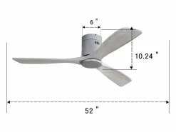 Ventilador de techo de 52 pulgadas - Ventilador de techo de 3 aspas con control remoto - 6 velocidades - para sala de estar y dormitorio