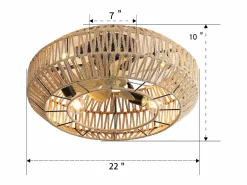 Best Ventilador de techo de 22 pulgadas - Ventilador de techo con varilla y bombilla integradas - 6 velocidades - para sala de estar Aire Acondicionado, Ventilación