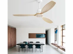 Sale Ventilador de techo de madera de 52 pulgadas - Ventilador de techo con control remoto, 6 velocidades y 3 aspas - para sala de estar Aire Acondicionado, Ventilación
