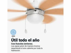 Best Ventilador de techo Geneva 6030W Universal Blue 50W 6 aspas reversibles /natural Ø76 cm Blanco