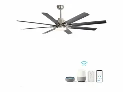 Clearance Ventilador de techo inteligente de 66" con luz LED ajustable, 8 aspas, ABS, níquel cepillado, motor CC reversible (167,64 x 167,64 x 35,56 cm) Dorado