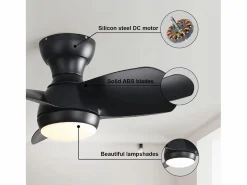 Ventilador de techo de 23 pulgadas ---- Ventilador de techo con luz LED y 3 aspas de ABS --- para dormitorio