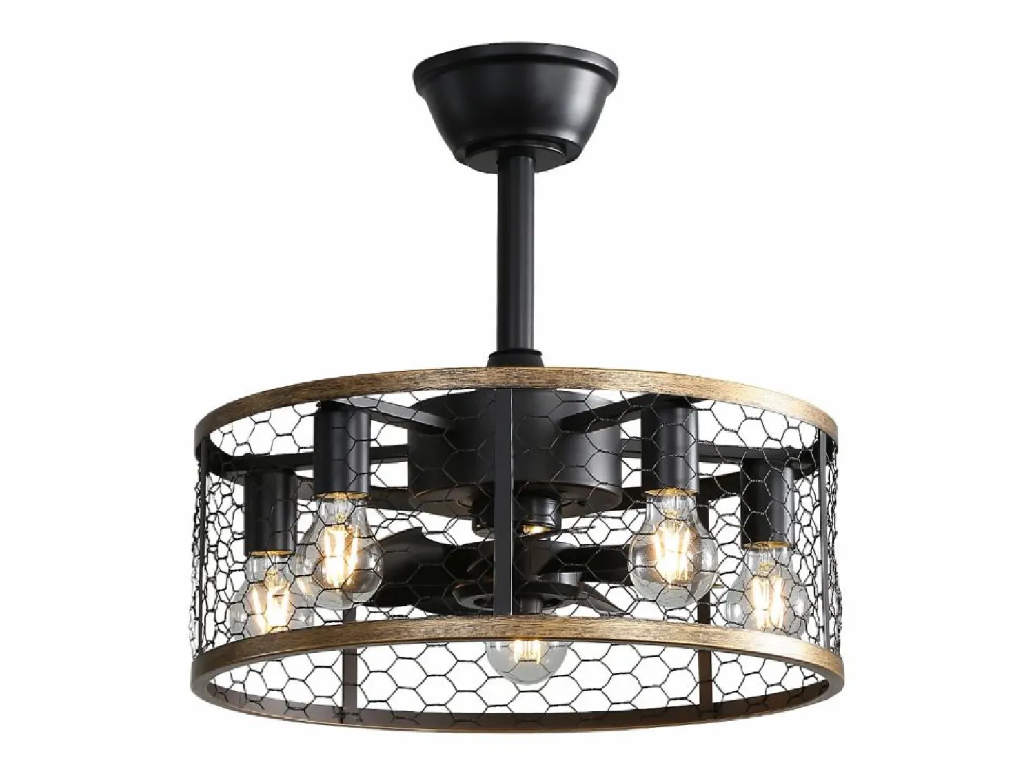 Ventilador de techo de 20 pulgadas - Ventilador de techo con 7 aspas de ABS y control remoto - para sala de estar y comedor Negro