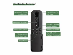 Hot Ventilador de techo para exterior con LED, 20 pulgadas, motor de CC, 5 aspas de ABS, color , montaje colgante (50,8 x 50,8 x 47,5 cm) Negro