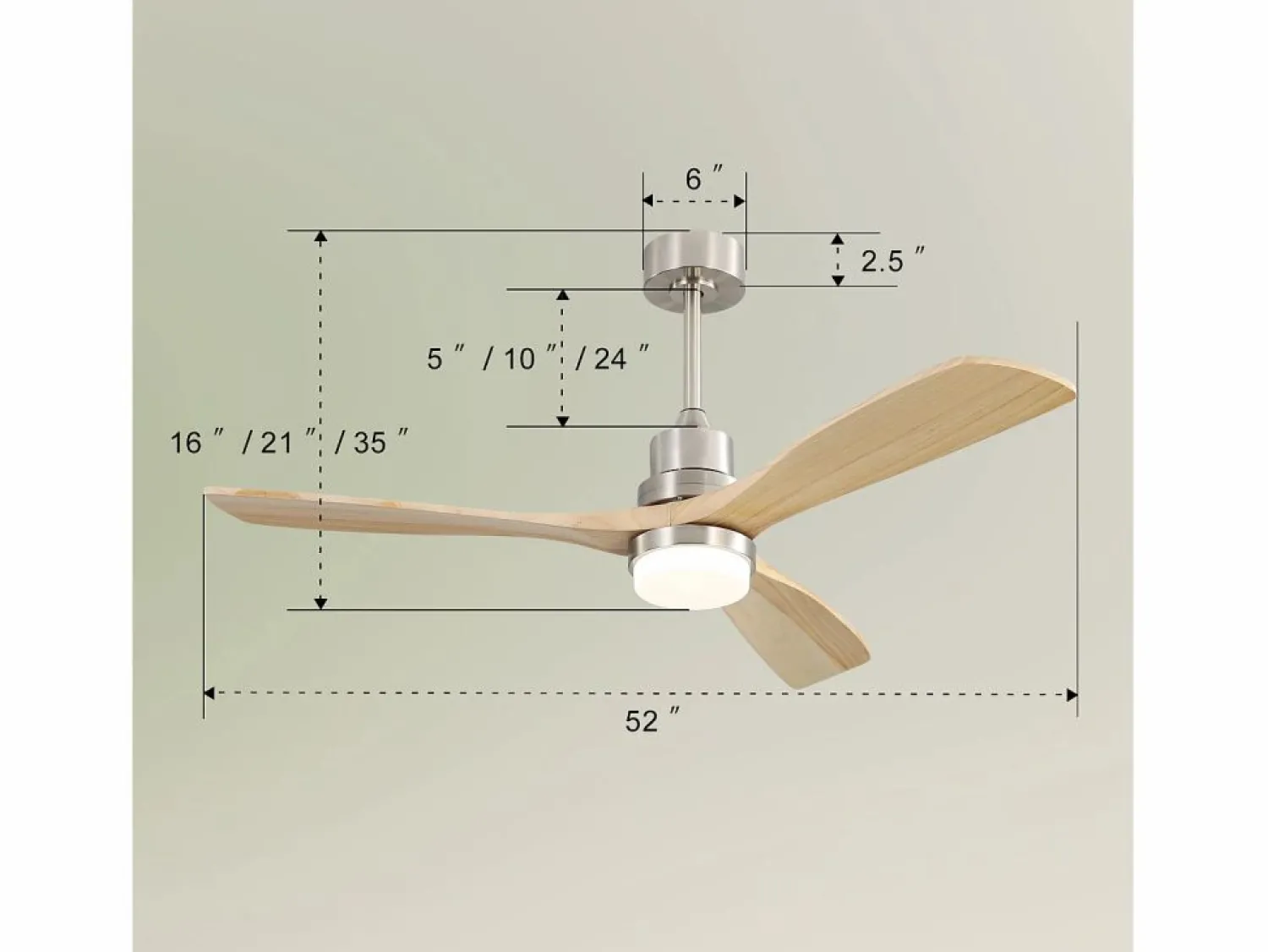 Discount Ventilador de techo para sala de estar - con luz LED regulable y control remoto de 6 velocidades - 3 aspas de madera Aire Acondicionado, Ventilación