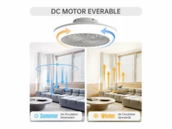 Ventilador de techo sin aspas con luz y control remoto, diseño moderno, ABS, , montaje empotrado (45,7 x 45,7 x 14,5 cm)