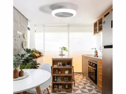 Ventilador de techo sin aspas con luz y control remoto, diseño moderno, ABS, , montaje empotrado (45,7 x 45,7 x 14,5 cm)
