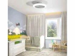 Ventilador de techo sin aspas con luz y control remoto, diseño moderno, ABS, , montaje empotrado (45,7 x 45,7 x 14,5 cm)