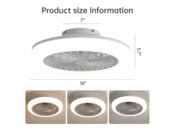 Ventilador de techo sin aspas con luz y control remoto, diseño moderno, ABS, , montaje empotrado (45,7 x 45,7 x 14,5 cm)