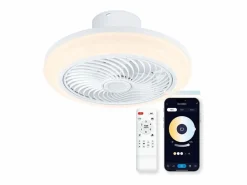 Discount Basic Ventilador de techo Siroco 43W aspas reversibles con altavoz 3000lm Ø46 cm Blanco