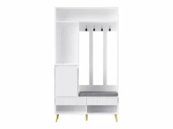 Hauss Spole Vestiaire blanc avec 1 porte, 2 tiroirs, 4 patères et 1 banc 100 x 35 x 180 cm