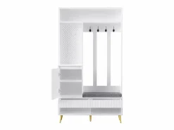 Hauss Spole Vestiaire blanc avec 1 porte, 2 tiroirs, 4 patères et 1 banc 100 x 35 x 180 cm