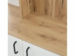 Online ModernLuxe Vestidor 75×33×180 cm - con perchas y zapatero - 5 compartimentos - 2 puertas - natural + blanco Color natural claro