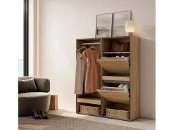 Skraut Home Vestidor abierto, 120x35x145cm, Dormitorio, habitación, Zapatero, Roble