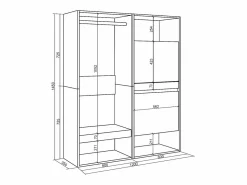 Skraut Home Vestidor abierto, 120x35x145cm, Dormitorio, habitación, Zapatero, Roble
