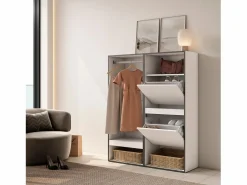 Skraut Home Vestidor abierto, 120x35x145cm, Dormitorio, habitación, Zapatero,