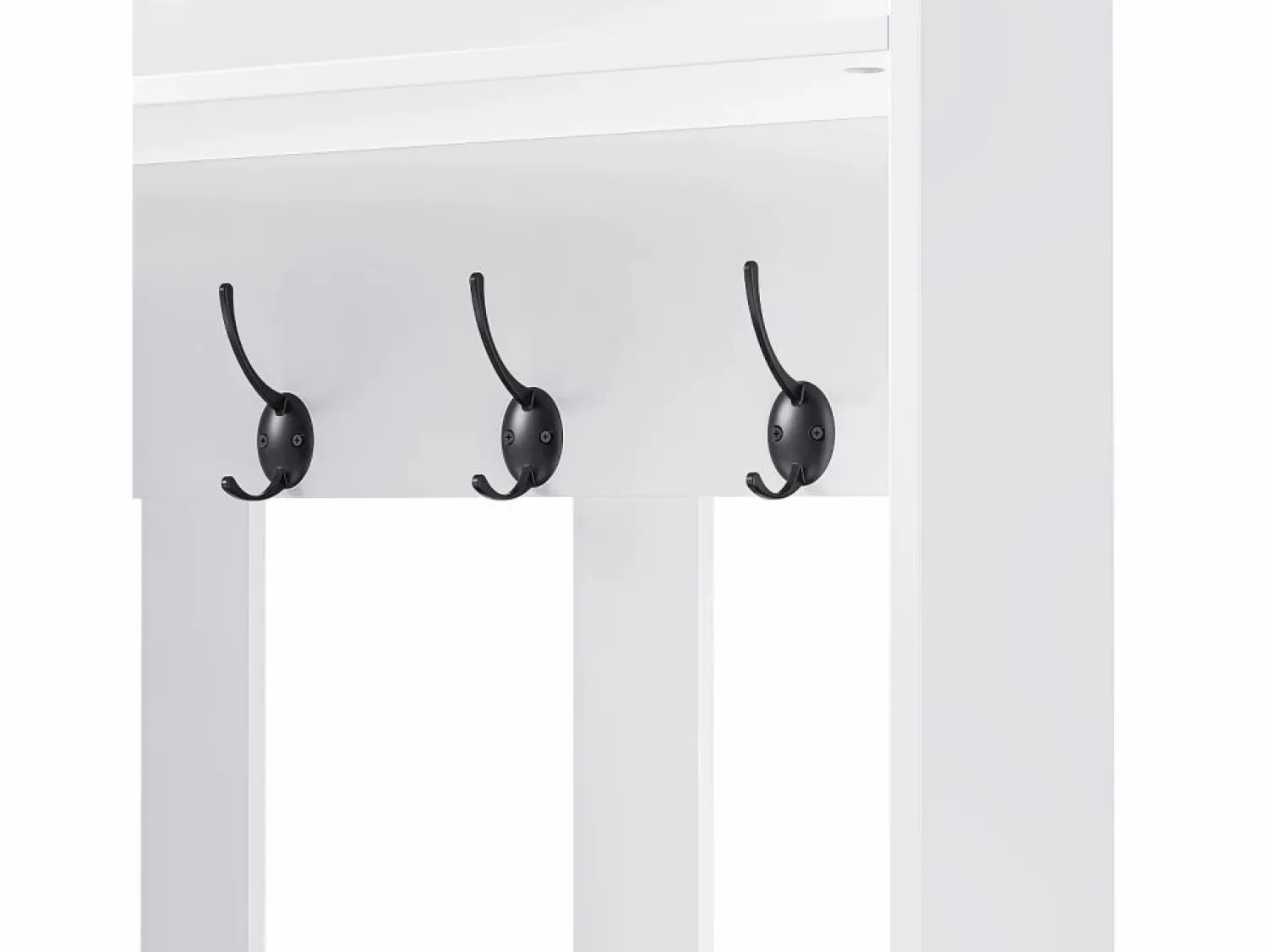 Outlet ModernLuxe Vestidor de entrada moderno - con 4 ganchos, 1 puerta y 2 cajones - con banco y estantes abiertos - Blanco